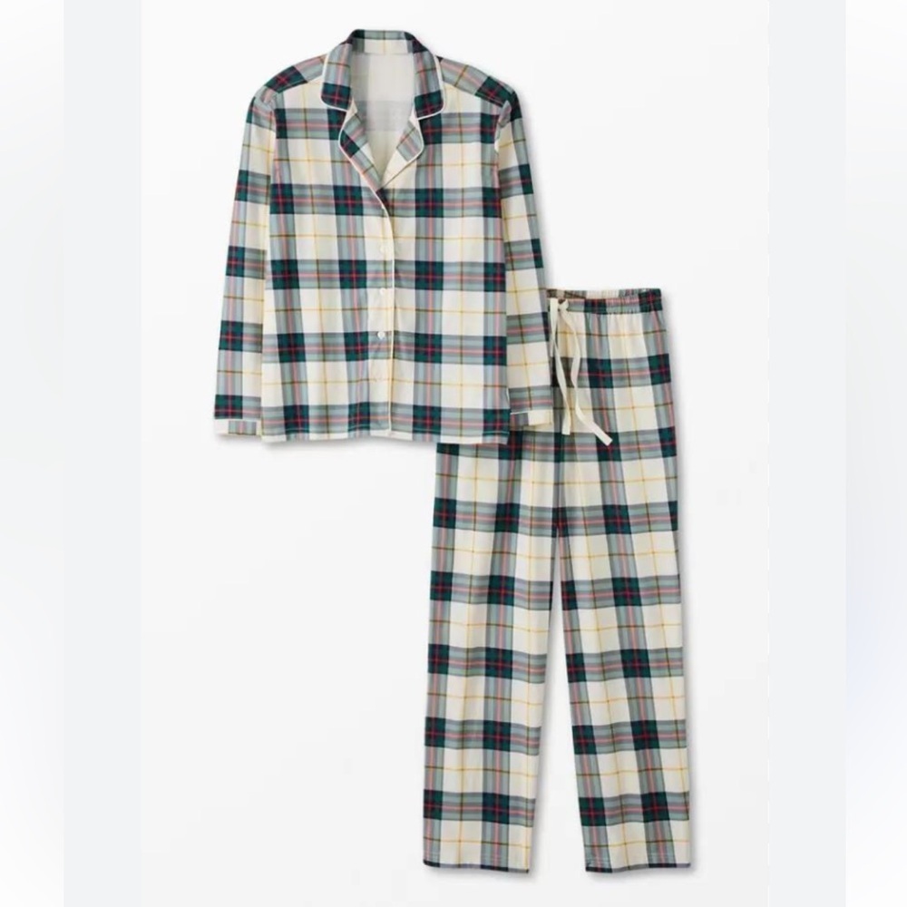 Hannah Anderrson Plaid Check Women’s Pajama Set Size XL Pima Cotton Wide Leg